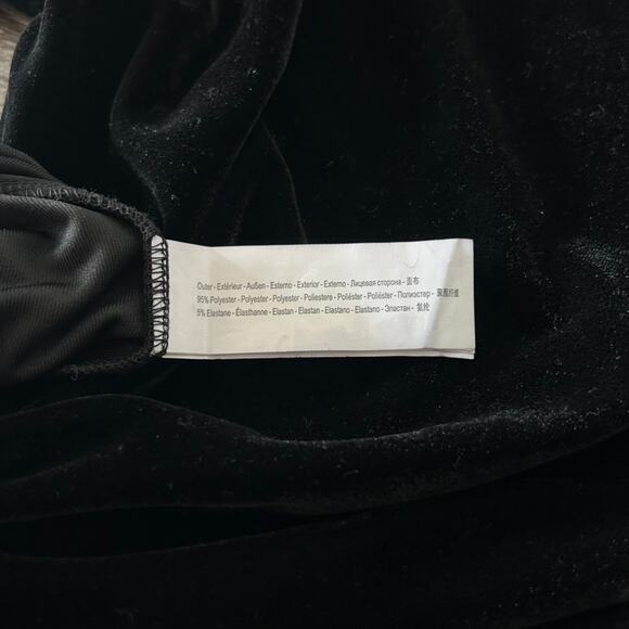 NWT Traffic People Black Velvet Bodysuit Sz XS Long Sleeve Scoop Neck One Piece - Picture 8 of 14